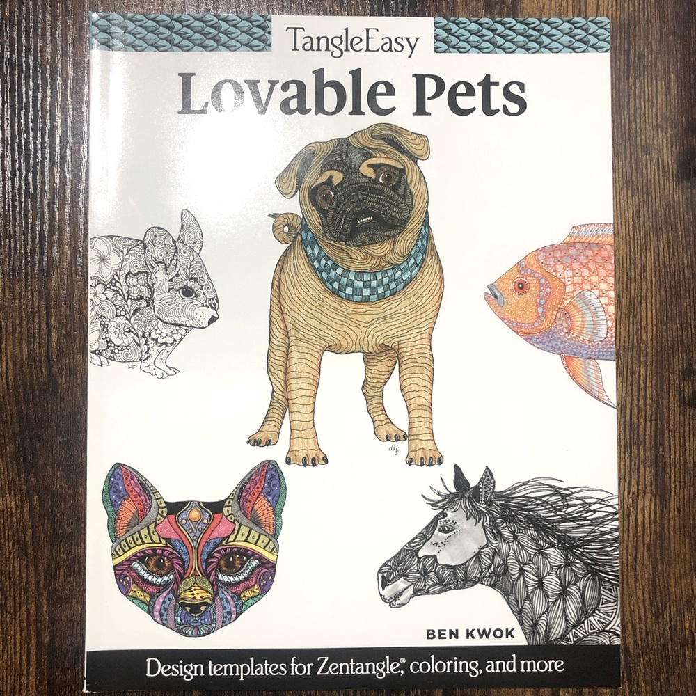 Tangle Easy Lovable Pets Zentangle Coloring Book